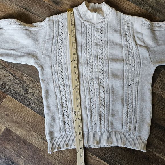 Vintage 90s Talbots cream textured pullover sweater in 100% cotton. In good... - Picture 9 of 9